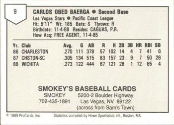 1989 ProCards Minor League Team Sets #9 Carlos Baerga Back