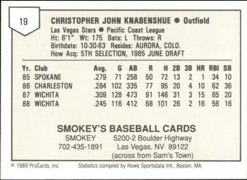 1989 ProCards Minor League Team Sets #19 Chris Knabenshue Back