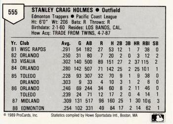 1989 ProCards Minor League Team Sets #555 Stan Holmes Back
