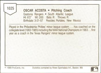1989 ProCards Minor League Team Sets #1025 Oscar Acosta Back