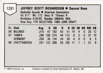 1989 ProCards Minor League Team Sets #1291 Jeff Richardson Back