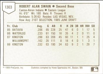 1989 ProCards Minor League Team Sets #1303 Rob Swain Back