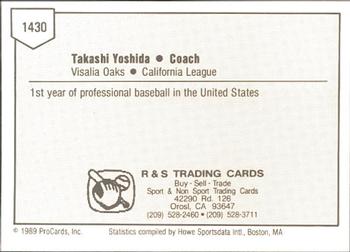 1989 ProCards Minor League Team Sets #1430 Takashi Yoshida Back