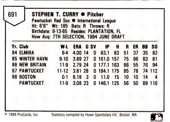 1989 ProCards Minor League Team Sets #691 Steve Curry Back