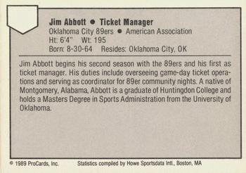 1989 ProCards Minor League Team Sets #NNO Jim Abbott Back
