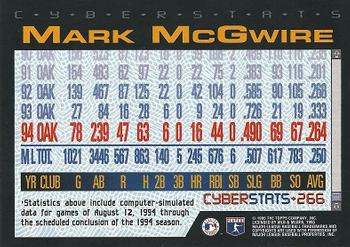 1995 Topps - CyberStats (Spectralight) #266 Mark McGwire Back