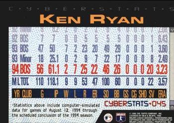 1995 Topps - CyberStats (Spectralight) #045 Ken Ryan Back