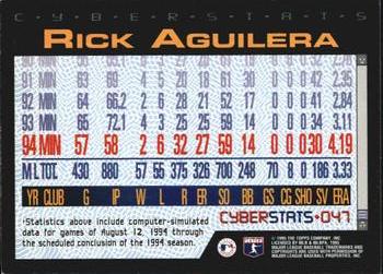 1995 Topps - CyberStats (Spectralight) #047 Rick Aguilera Back