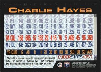 1995 Topps - CyberStats (Spectralight) #057 Charlie Hayes Back