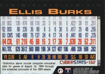 1995 Topps - CyberStats (Spectralight) #132 Ellis Burks Back