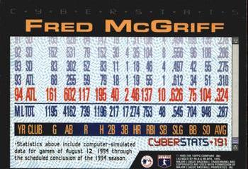1995 Topps - CyberStats (Spectralight) #191 Fred McGriff Back