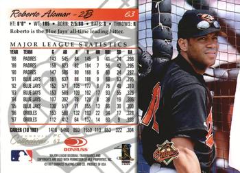1998 Donruss Collections Donruss - Prized Collections #PC 63 Roberto Alomar Back
