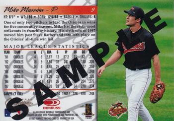 1998 Donruss Collections Donruss Samples #9 Mike Mussina Back