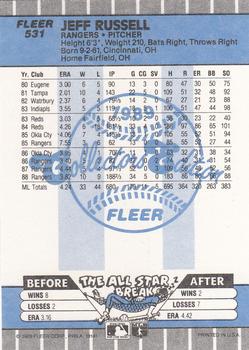 1989 Fleer - Glossy #531 Jeff Russell Back