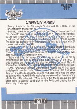 1989 Fleer - Glossy #637 Cannon Arms (Chris Sabo / Bobby Bonilla) Back