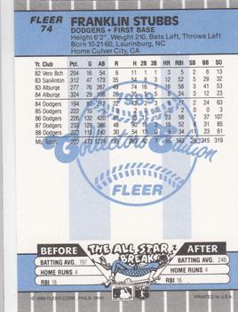 1989 Fleer - Glossy #74 Franklin Stubbs Back