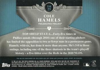 2011 Topps Tier One - Top Shelf Relics #TSR25 Cole Hamels Back