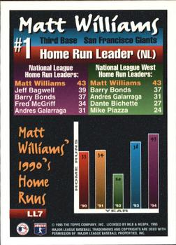 1995 Topps - League Leaders #LL7 Matt Williams Back