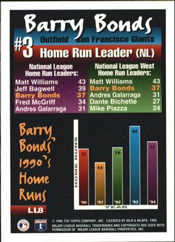 1995 Topps - League Leaders #LL8 Barry Bonds Back