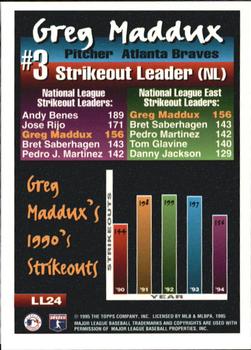 1995 Topps - League Leaders #LL24 Greg Maddux Back