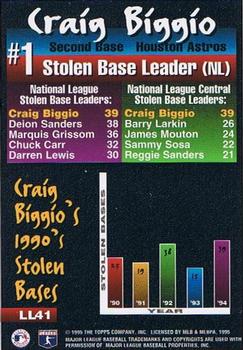 1995 Topps - League Leaders #LL41 Craig Biggio Back