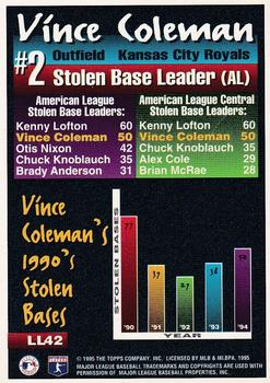 1995 Topps - League Leaders #LL42 Vince Coleman Back
