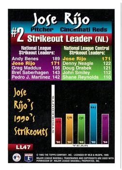 1995 Topps - League Leaders #LL47 Jose Rijo Back