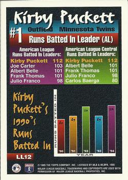 1995 Topps - League Leaders #LL12 Kirby Puckett Back