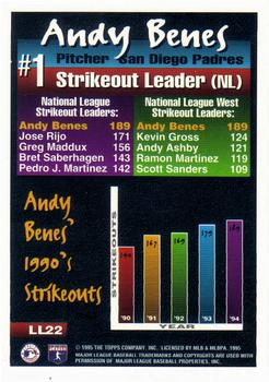 1995 Topps - League Leaders #LL22 Andy Benes Back