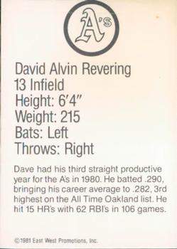 1981 Granny Goose Oakland Athletics #NNO Dave Revering Back