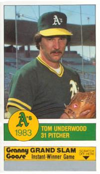1983 Granny Goose Oakland Athletics #NNO Tom Underwood Front