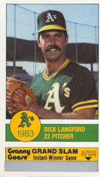 1983 Granny Goose Oakland Athletics #NNO Rick Langford Front