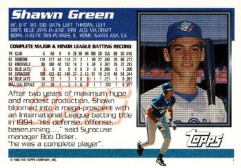 1995 Topps Traded & Rookies #NNO Shawn Green Back