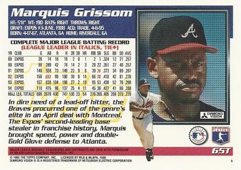 1995 Topps Traded & Rookies #65T Marquis Grissom Back