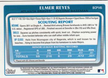 2011 Bowman Chrome - Prospects #BCP145 Elmer Reyes Back