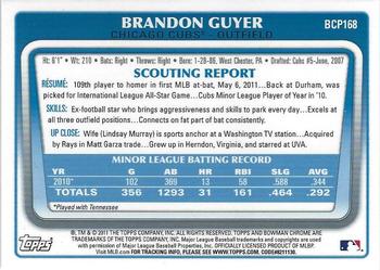 2011 Bowman Chrome - Prospects #BCP168 Brandon Guyer Back