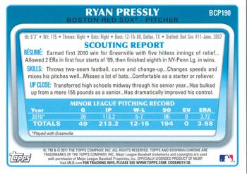 2011 Bowman Chrome - Prospects #BCP190 Ryan Pressly Back
