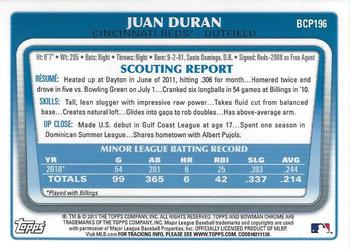 2011 Bowman Chrome - Prospects #BCP196 Juan Duran Back