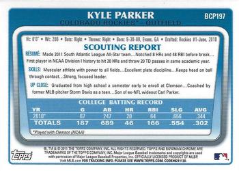 2011 Bowman Chrome - Prospects #BCP197 Kyle Parker Back