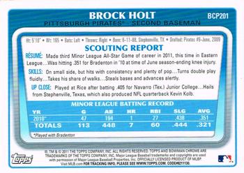 2011 Bowman Chrome - Prospects #BCP201 Brock Holt Back
