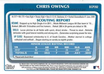 2011 Bowman Chrome - Prospects #BCP202 Chris Owings Back