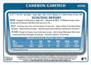 2011 Bowman Chrome - Prospects #BCP203 Cameron Garfield Back