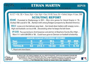2011 Bowman Chrome - Prospects Orange Refractors #BCP179 Ethan Martin Back