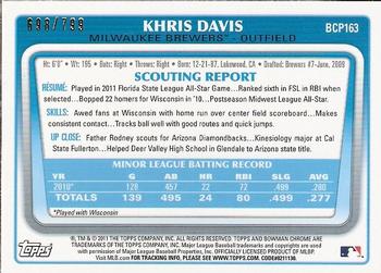 2011 Bowman Chrome - Prospects Purple Refractors #BCP163 Khris Davis Back