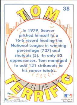 1992 Pacific Tom Seaver #38 Tom Seaver Back