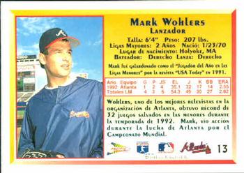 1993 Pacific Spanish #13 Mark Wohlers Back