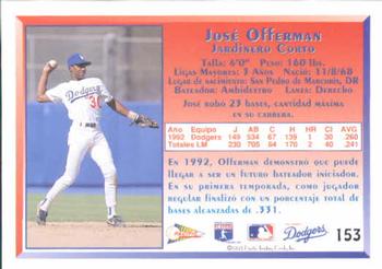 1993 Pacific Spanish #153 Jose Offerman Back