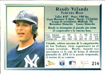 1993 Pacific Spanish #214 Randy Velarde Back