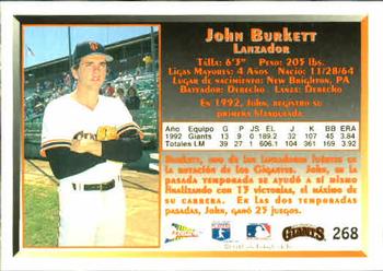 1993 Pacific Spanish #268 John Burkett Back