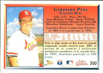 1993 Pacific Spanish #300 Geronimo Pena Back